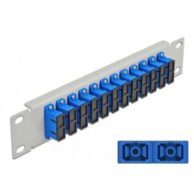   Delock 10  üvegszálas patch panel 12 portos SC Duplex kék 1U szürke (DL-66791)