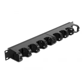   Delock 19  kábelrendező menetpanel 10 zárt kábel menettel, 1U fekete (DL-66849)