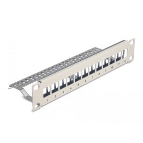   Delock 10  Keystone patch panel 12 porttal és tehermentesítővel 1U szürke (DL-66875)