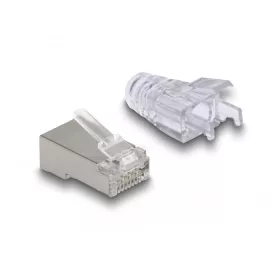   Delock RJ45 Moduláris csatlakozó frontális nyílással Cat.6 és hajlítás védő borítással 50 db (DL-66905)