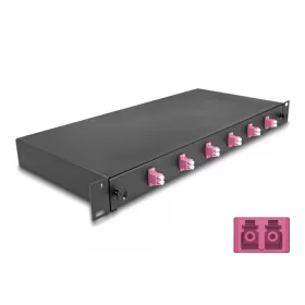   Delock 19  optikai szálösszefűző doboz 6 db. LC Duplex OM4 1U teljes elrendezés kész az összefűzésre (DL-66999)