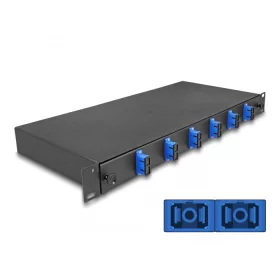  Delock 19  optikai szálösszefűző doboz 6 db. SC Duplex OS2 1U teljes elrendezés kész az összefűzésre (DL-67000)