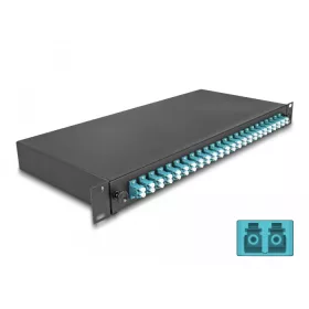   Delock 19  optikai szálösszefűző doboz 24 db. LC Duplex OM3 1U teljes elrendezés kész az összefűzésre (DL-67010)