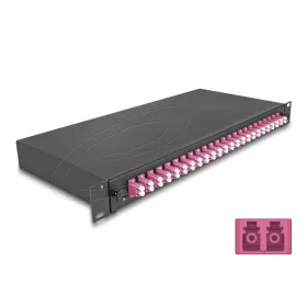   Delock 19  optikai szál összekötő doboz 24 x LC Duplex OM4 1U kompletten összeszerelve (DL-67011)