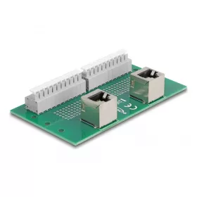   Delock RJ50 2 db. anya - 2 db. Terminal block nyomógombbal hajlított DIM sínhez (DL-67015)