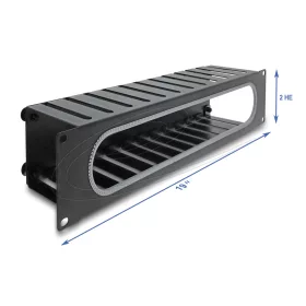   Delock 19  kábel rendező panel nyitási és sarok védelemmel 2U fekete (DL-67279)
