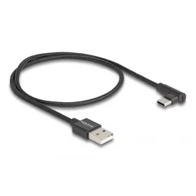   Delock USB 2.0 kábel A-típusú csatlakozódugó - USB Type-C  csatlakozódugó, ívelt, 0,5 m, fekete (DL-80029)