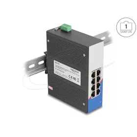   Delock Ipari Gigabit Ethernet Elosztó 8 port RJ45 DIN sínhez (DL-80163)