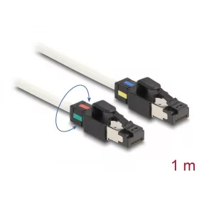   Delock Hálózati kábel RJ45 apa - apa Cat.6A S/FTP változtatható színű csatlakozókkal 1 m fehér (DL-80169)