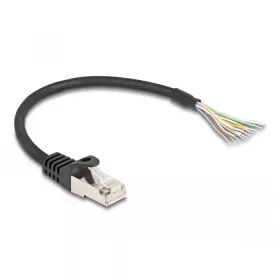   Delock RJ50 kábel apa - nyílt vezetékvégek S/FTP 0,25 m fekete (DL-80203)