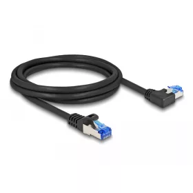   Delock RJ45 hálózati kábel Cat.6A S/FTP egyenes / balra hajló 2 m fekete (DL-80219)