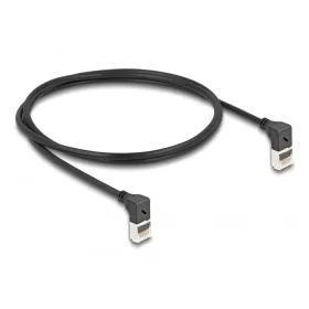   Delock RJ45 hálózati kábel Cat.6A S/FTP vékony 90  fokban felfelé / felfelé hajló 1 m fekete (DL-80281)