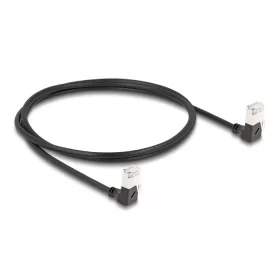   Delock RJ45 hálózati kábel Cat.6A S/FTP vékony 90  fokban lefelé / lefelé hajló 1 m fekete (DL-80299)
