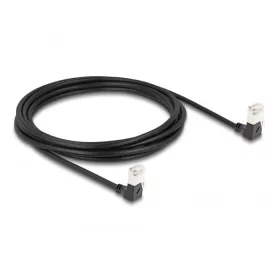   Delock RJ45 hálózati kábel Cat.6A S/FTP vékony 90  fokban lefelé / lefelé hajló 3 m fekete (DL-80301)