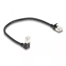   Delock RJ45 hálózati kábel Cat.6A S/FTP vékony 90  fokban lefelé hajló / egyenes 0,25 m fekete (DL-80303)