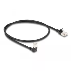   Delock RJ45 hálózati kábel Cat.6A S/FTP vékony 90  fokban lefelé hajló / egyenes 0,5 m fekete (DL-80304)
