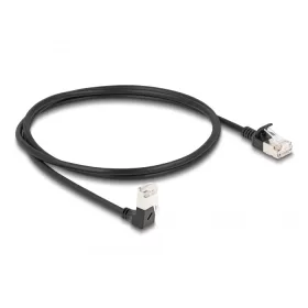   Delock RJ45 hálózati kábel Cat.6A S/FTP vékony 90  fokban lefelé hajló / egyenes 1 m fekete (DL-80305)