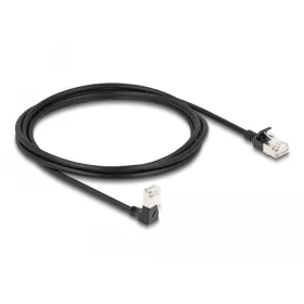   Delock RJ45 hálózati kábel Cat.6A S/FTP vékony 90  fokban lefelé hajló / egyenes 2 m fekete (DL-80306)