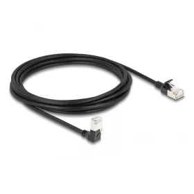   Delock RJ45 hálózati kábel Cat.6A S/FTP vékony 90  fokban lefelé hajló / egyenes 3 m fekete (DL-80307)