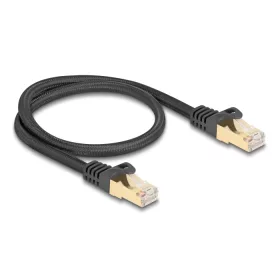   Delock RJ45 hálózati kábel fonott borítással Cat.6A S/FTP apa - apa 0,5 m fekete (DL-80316)