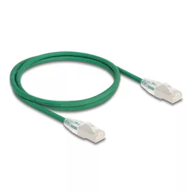   Delock RJ45 hálózati kábel Cable Cat.6A apa   apa hajlított csatlakozóval U/FTP Slim 1 m, zöld (DL-80365)