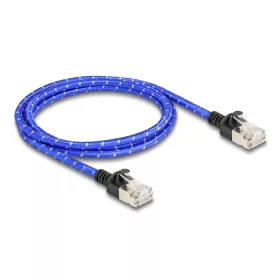   Delock RJ45 hálózati kábel fonott borítással Cat.6A U/FTP Slim, 1 m, kék (DL-80377)