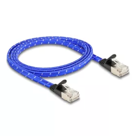   Delock RJ45 lapos hálózati kábel fonott borítással Cat.6A U/FTP 1 m, kék (DL-80383)