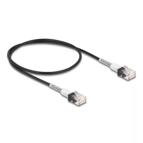   Delock RJ45 hálózati kábel dupla hajlítás védelemmel Cat.6A UTP Slim 0,5 m, fekete (DL-80388)