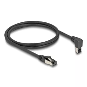   Delock RJ45 hálózati kábel Cat.8.1 S/FTP 90  fokban felfelé hajló / egyenes 1 m fekete (DL-80394)