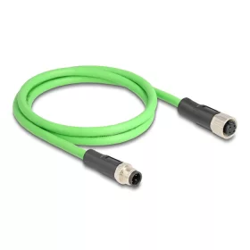   Delock Kábel M12 D kódolt 4 tűs apa - anya PUR (TPU) 1 m (DL-80406)