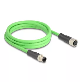   Delock Kábel M12 D kódolt 4 tűs apa - anya PUR (TPU) 2 m (DL-80407)