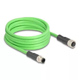   Delock Kábel M12 D kódolt 4 tűs apa - anya PUR (TPU) 5 m (DL-80409)