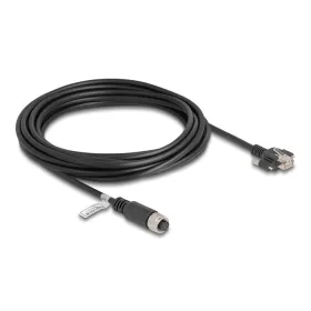   Delock M12 kábel A-kódú 8 tűs anya - RJ45 apa csavarokkal Cat.5e FTP 5 m hosszú fekete (DL-80430)