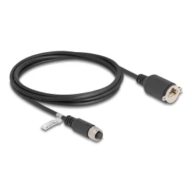   Delock M12 kábel A-kódú 8 tűs anya - RJ45 anya Cat.5e FTP installálásához 2 m, fekete (DL-80435)