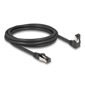  Delock RJ45 hálózati kábel Cat.8.1 S/FTP 90  fokban lefelé hajló / egyenes 2 m fekete (DL-80446)