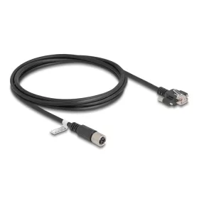   Delock M12 kábel X-kódú 8 tűs anya - RJ45 apa csavarokkal Cat.6A S/FTP 2 m hosszú fekete (DL-80457)