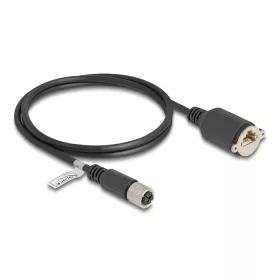   Delock M12 kábel X-kódú 8 tűs anya - RJ45 anya Cat.6A S/FTP installálásához 1 m, fekete (DL-80460)