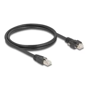   Delock Kábel RJ45 apa - RJ45 apa csavarokkal 20 mm GigE kamerához Cat.6A S/FTP 1 m fekete (DL-80477)
