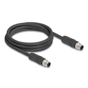   Delock M12 kábel L-kódolt 4 tűs apa - apa PUR húzóláncokhoz alkalmas 2 m fekete (DL-80515)