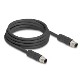   Delock M12 kábel L-kódolt 4 tűs apa - apa PUR húzóláncokhoz alkalmas 3 m fekete (DL-80516)