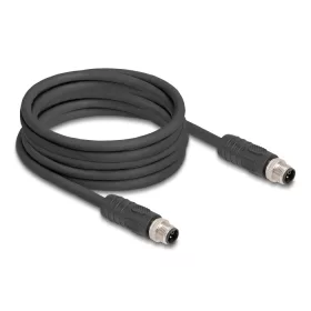   Delock M12 kábel L-kódolt 4 tűs apa - apa PUR húzóláncokhoz alkalmas 5 m fekete (DL-80517)