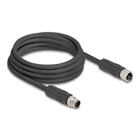   Delock M12 kábel L-kódolt 4 tűs apa - anya PUR húzóláncokhoz alkalmas 3 m fekete (DL-80521)