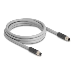   Delock M12 kábel L-kódolt 5 tűs apa - anya PUR húzóláncokhoz alkalmas 2 m szürke (DL-80533)