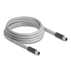   Delock M12 kábel L-kódolt 5 tűs apa - apa PUR húzóláncokhoz alkalmas 3 m szürke (DL-80534)