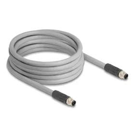   Delock M12 kábel L-kódolt 5 tűs apa - apa PUR húzóláncokhoz alkalmas 5 m szürke (DL-80536)