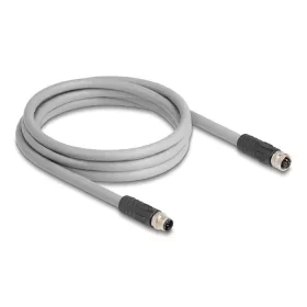   Delock M12 kábel L-kódolt 5 tűs apa - anya PUR húzóláncokhoz alkalmas 2 m szürke (DL-80539)