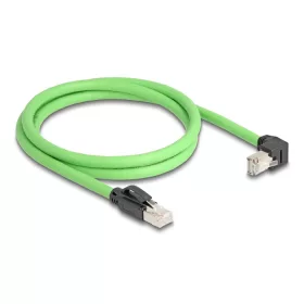  Delock RJ45 hálózati kábel Cat.6A apa - apa lefelé néző csatlakozódugóval SF/UTP alkalmas kábelvezető láncokhoz PUR (TPU) 1 m zöld (DL-80895)