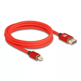   Delock Mini DisplayPort - DisplayPort-kábel 8K 60 Hz 2 m piros fém retesz nélküli (DL-81095)