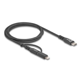   Delock 2 az 1-ben USB kábel USB Type-C  - USB Type-C  / Lightning  iPhone  és iPad  eszközökhöz 1 m MFi 60 W (DL-81170)