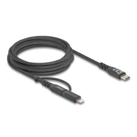   Delock 2 az 1-ben USB kábel USB Type-C  - USB Type-C  / Lightning  iPhone  és iPad  eszközökhöz 2 m MFi 60 W (DL-81171)